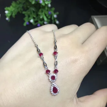 

Natural red ruby stone Necklace natural gemstone Pendant Necklace S925 silver Fashion Twisted Diana women party gift Jewelry