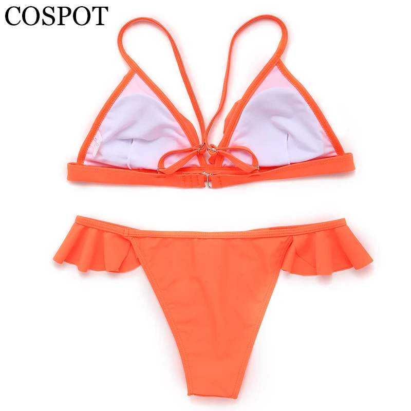 Бикини cospot Mujer микро бикини пуш-ап купальник для женщин Одноцветный с низкой талией Maillot De Dain Femme
