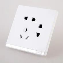 Домашняя переключатель гнездо, 86 скрытая большая доска белый нефрит, гнездо семь отверстий, 10A pc 220 В