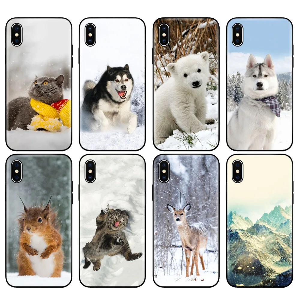 Черный чехол из ТПУ для iphone 5 5s SE 2020 6 6s 7 8 plus x 10 XR XS 11 pro MAX с изображением кота собаки