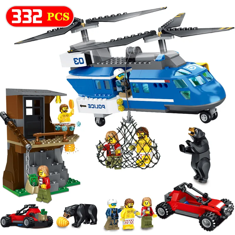 

City Polices Series Blocks sets Legoing 60173 The Police Mountain Arrest Car Airplane Building Blocks Bricks Education Kids Toys