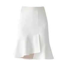 Женские юбки Русалочки Летние Новые однотонные офисные женские элегантные юбки с оборками модные Асимметричные тонкие юбки с высокой талией