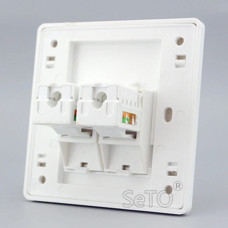 Сето 86 Тип двойной RJ45 Cat5e сети Ethernet Панель розетка настенная тарелка разъем Keystone лицевой панели