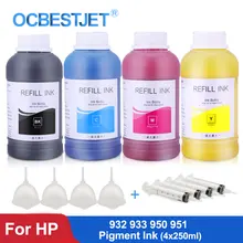 4x250 мл 932 933 950 951 пигментные чернила бутылка для hp officeje 6600 7510 7512 7610 7612 8100 8600 8620 8630 251DW пигментные чернила для hp