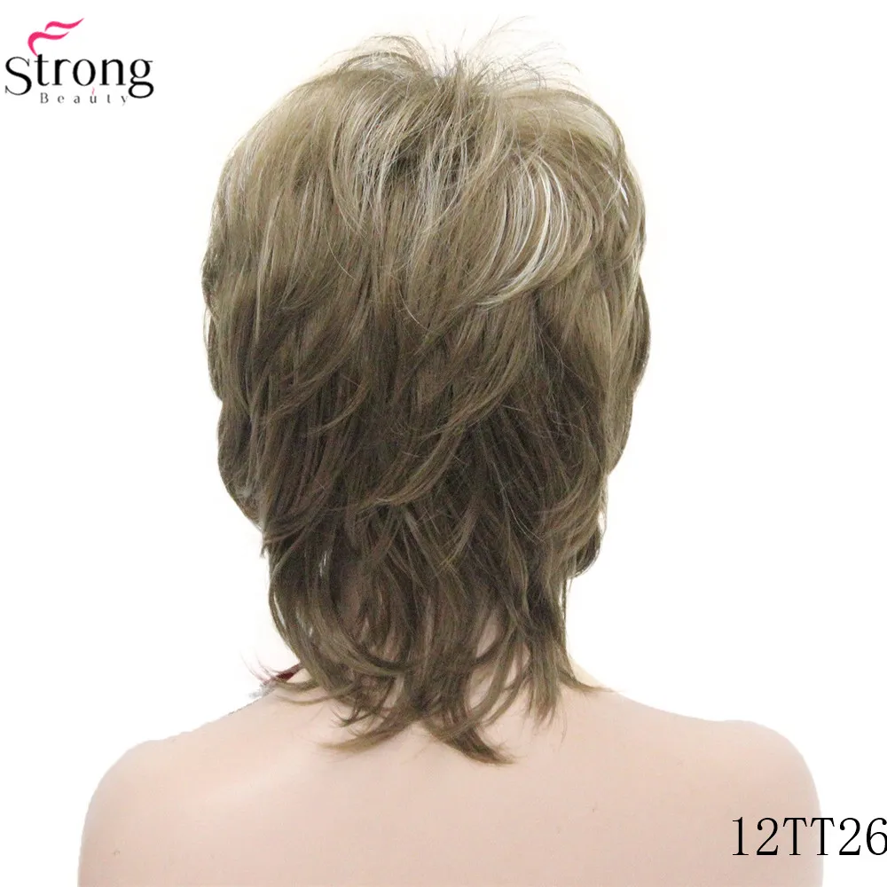 L-1943A #12TT26 New Bady Wavy Light Brown Mix Blonde Neck Length Synthetic Hair Women's Full Wig (6)