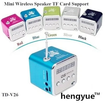 

150pcs/lot, TD-V26 Portable Mini Digital Speaker soundbox boombox for MP3 MP4 PC,Support Radio, USB, TF/SD Card Free Shipping