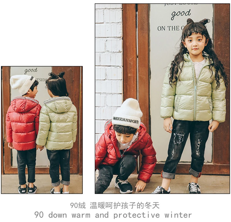 YH-1768 новая зимняя непромокаемая куртка-пуховик высокого качества 90% утиного пуха пальто для девочек Детская светоотражающая полоска теплая верхняя одежда с капюшоном для мальчиков
