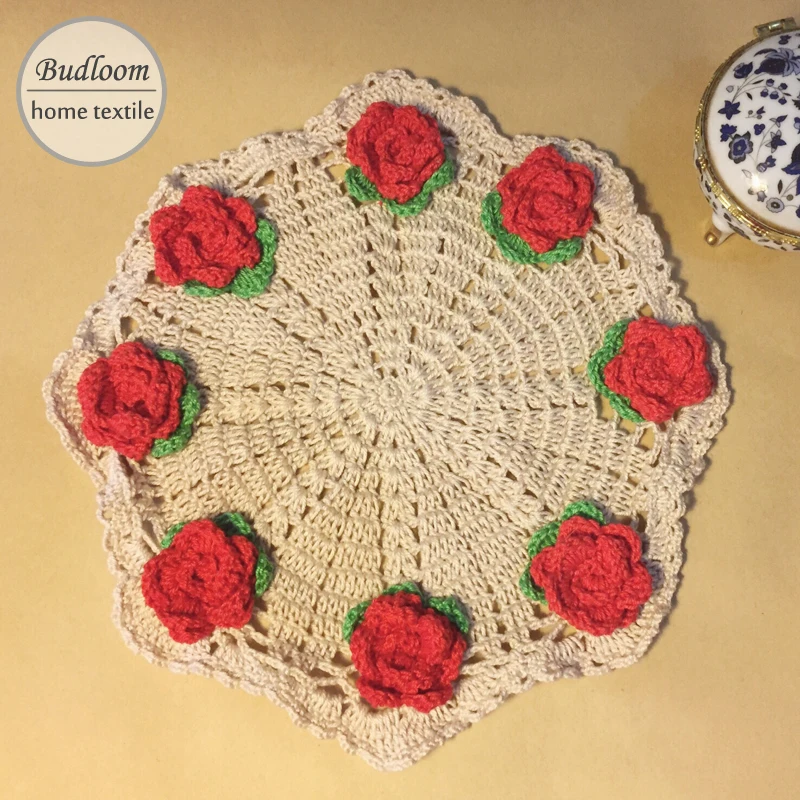 Budloom 100 Hand made crochet cup mats vintage flower coaster luxury
