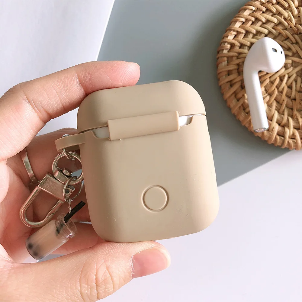 Милый молочный чай для AirPods защитный чехол Мягкий силиконовый чехол для беспроводной bluetooth-гарнитуры женский чехол анти-падение