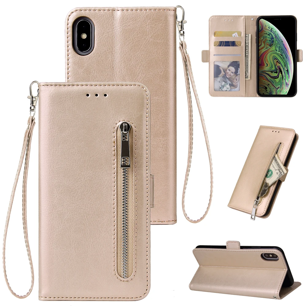 

Haissky Zipper Wallet Phone Case For iPhone Xs Max XR X 8 7 6 6S Plus Flip Leather Case For iPhone 6 6S 7 8 Plus Phone Bag Pouch