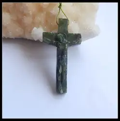 Натуральный камень Канада нефрит резьба христианский крест DIY ювелирные изделия тела Иисус Благослови мир мода мальчик длинное ожерелье