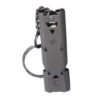 

2018 High Quality Double Pipe High Decibel Stainless steel Outdoor Emergency Survival Whistle Keychain Cheerleading Whistle