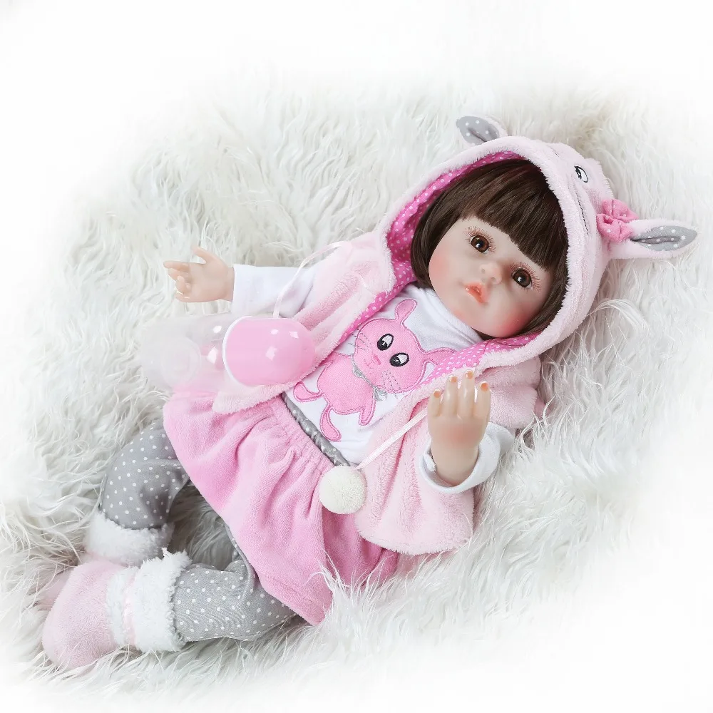 NPK 47CM Silicone Reborn Baby Dolls Baby Doll Alive Realistic Boneca Bebes Lifelike Real Girl