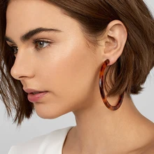 Pendiente en forma de aro acrílico de acetato de colores 2019 para mujer pendiente grande geométrico de resina con estampado de leopardo para mujer joyería za regalo(China)