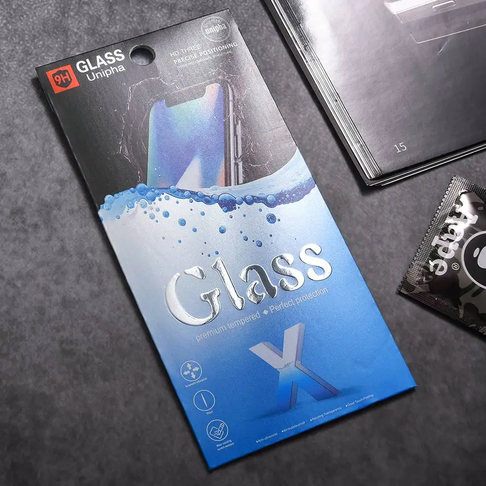 TOMKAS Universal Retail Packaging Paper Wooden Box Package Mobile Phone Tempered Glass Film Screen Protectors Protective Glass