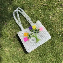 Женская сумка с жемчужинами, украшенная бисером, роскошные вечерние брендовые модные сумки-тоут с карманом ручной работы, маленькая сумочка-клатч, кристально прозрачная сумка