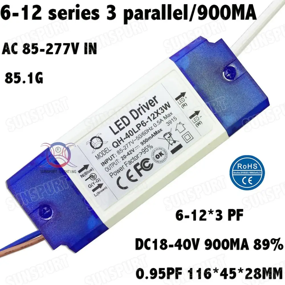 Высокая pfc 5-80 Вт AC85-277V светодиодный драйвер 2-30Cx3B 900mA DC5-100V постоянный ток внутри внешнего IP67 10 Вт 20 вт 30 Вт 80 Вт Бесплатная доставка