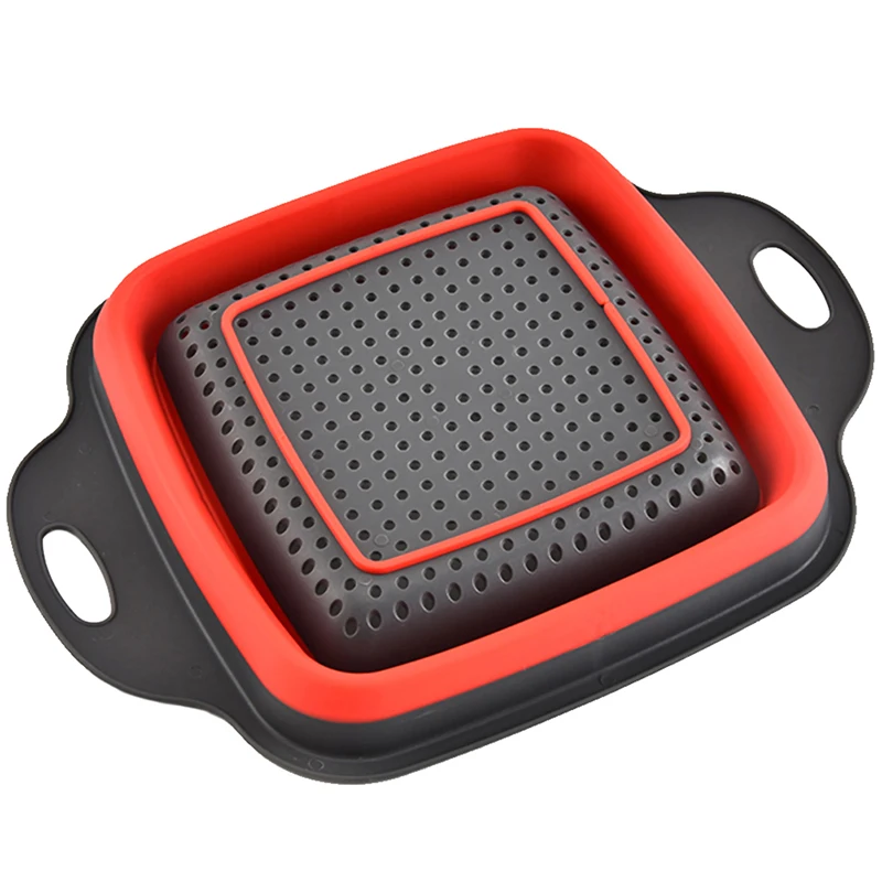

Portable Silicone Colander Collapsible Drainer With Handle Kitchen Tools Foldable Fruit Vegetable Washing Basket Strainer
