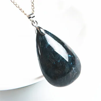 

Women men Necklace Power Water Drop Bead Blue Gemstone Natural Pietersite Pendant 34*22*12mm