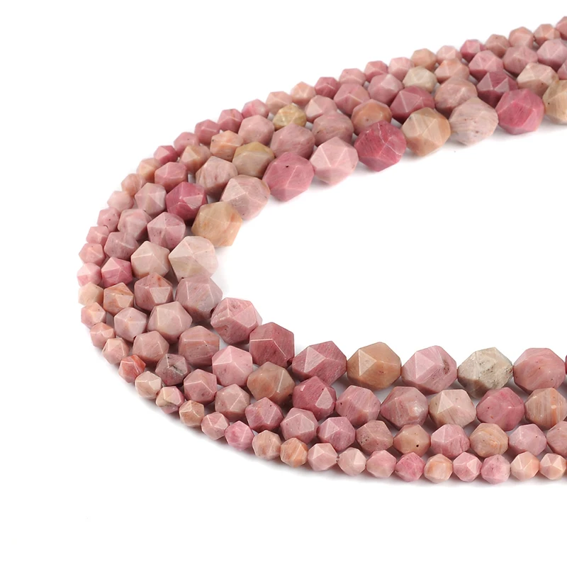 RUI LONG 6/8/10/12mm AAA Grade Faceted Red Rhodonite Natural Stone Beads DIY Loose Strand Beads Jewelry Making Bracelet