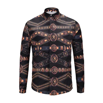 

XIMIWUA 2019 New Arrival Shirts Men 3D Desgin Print Turn-down Collar Slim Fit Casual Shirts Long Sleeve High Quality Fashion