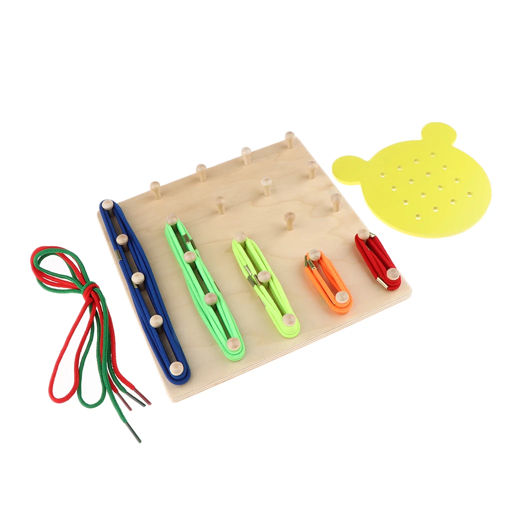 Kids Wooden Geoboard Geometric Mathematics Teaching Tool Kids Preschool Toys Montessori Early Learning Educational Puzzle Toy