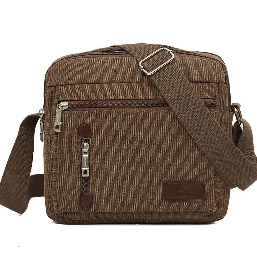 Men Bag Vintage Business Messenger Bags Solid Color Canvas Shoulder Crossbody Bag Male Handbag Bolsa Masculina Sacoche#YL5 - Цвет: Кофе