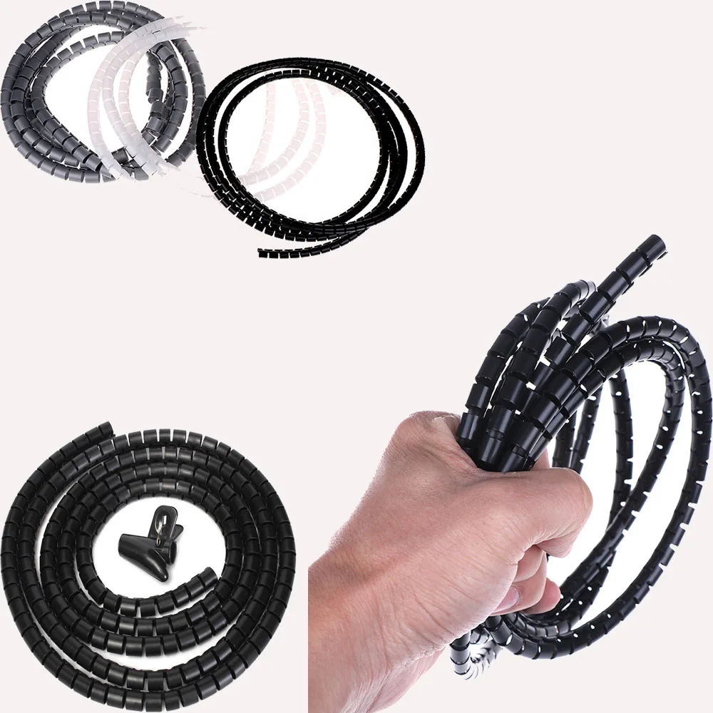 

Wire Storage Tube Clips Cable Sleeve Organizer Pipe Wrap Cord Protector Flexible Spiral Management Device 1 M 8/16/22/32 mm