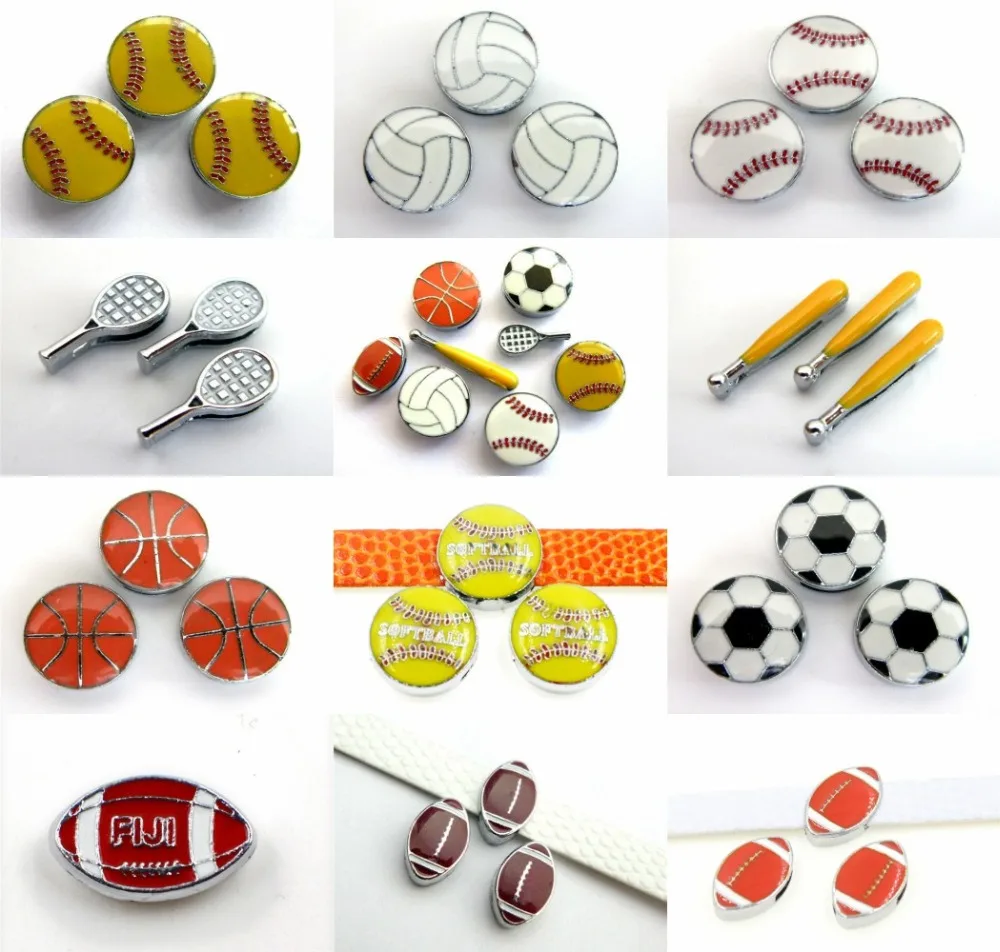Volleyball Baseball Basketball American football Wholesale 5pcs Internal Dia.8mm slide Charms Fit 8mm Pet Collars wristbands