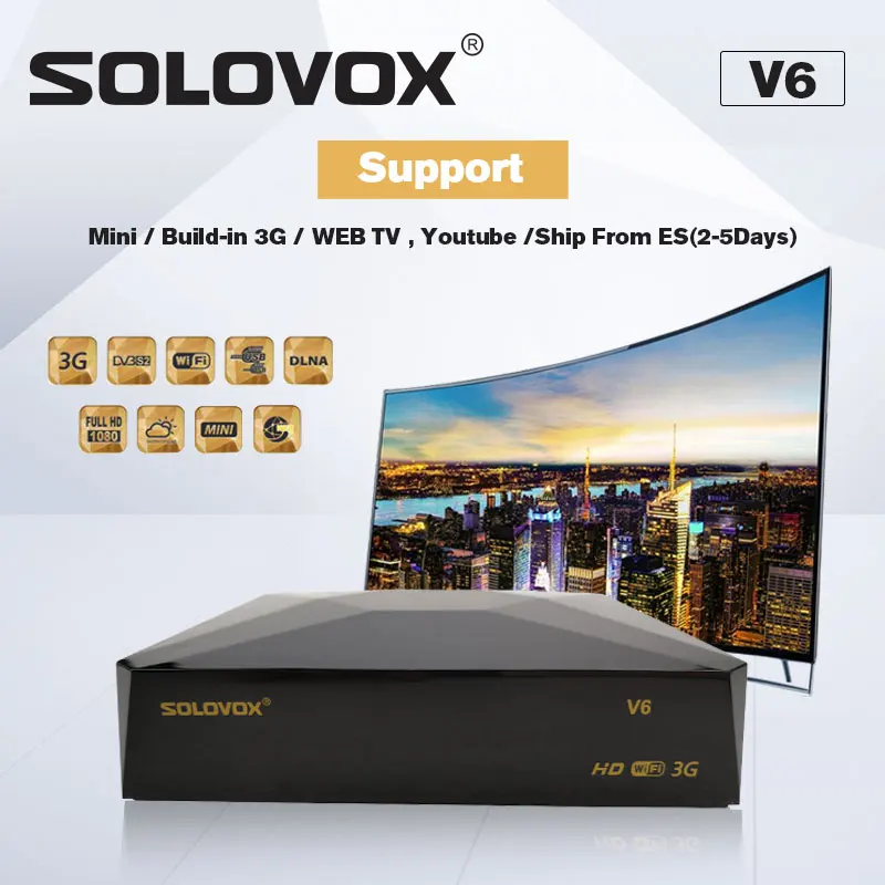 preço SOLOVOX V6 Home Theater Mini HD Receptor de Satélite TV Suporte Suporte CCCAM TV NOVA Xtream M3U DVB S2 de Cinema Em Casa