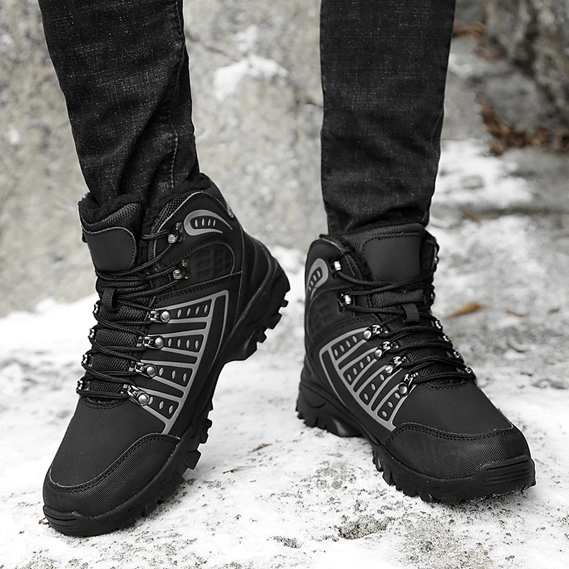 Мужские походные ботинки зимние теплые треккинговые рабочие Уличная обувь для мужчин альпинистские мужские кроссовки безопасные повседневные противоскользящие ботинки