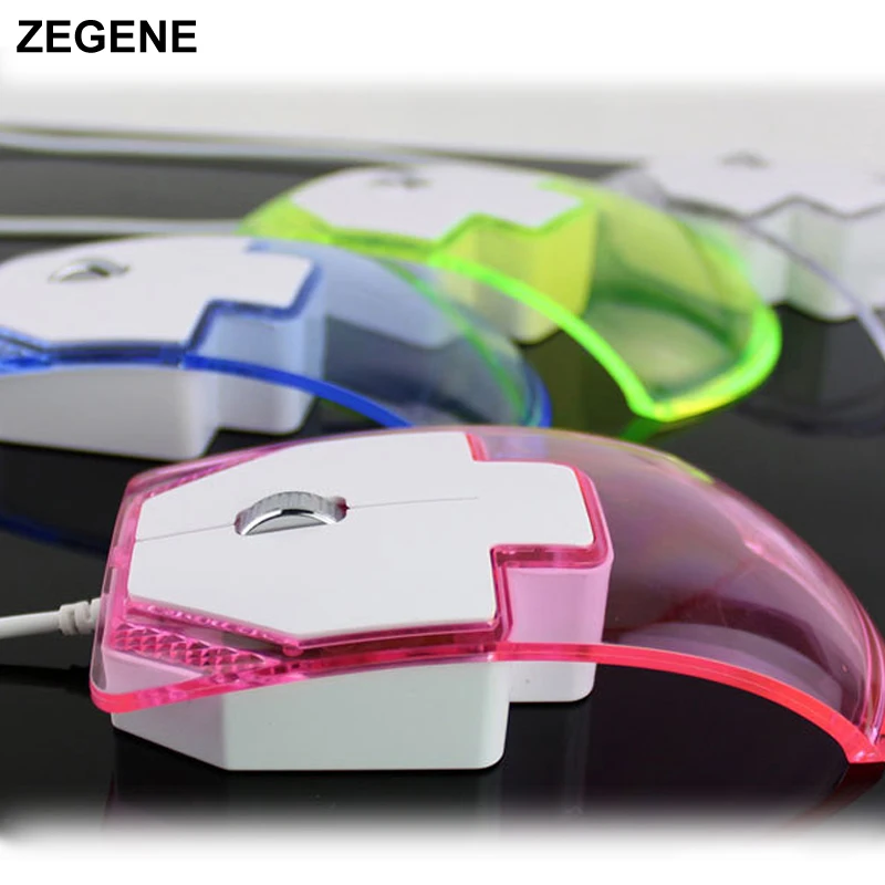 Top Sale Transparent Led Optical Wired Mouse Beautiful Blue Light USB