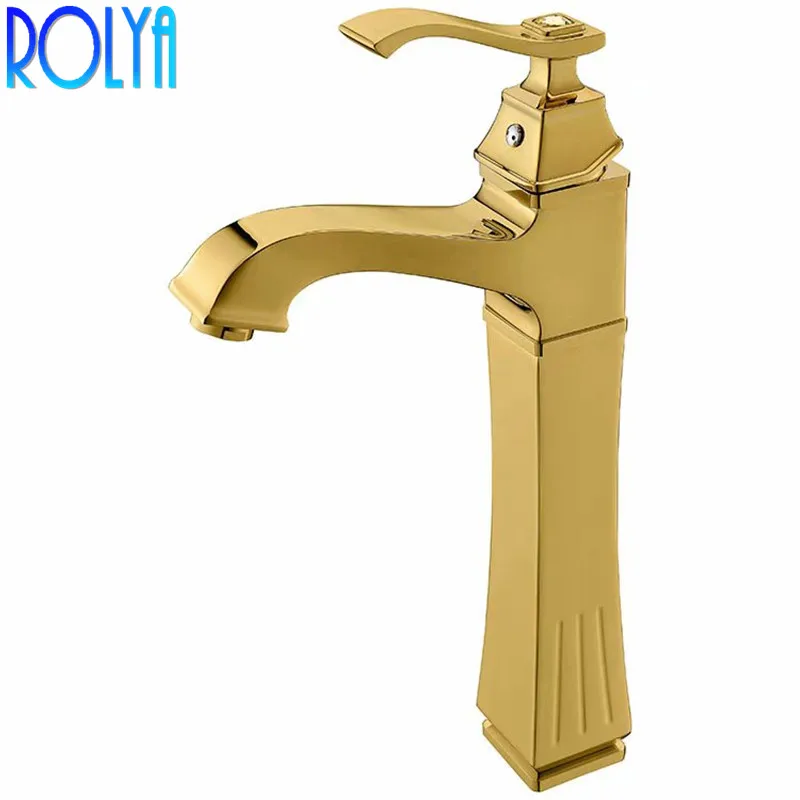 

Rolya High Body Basin Faucet Exclusive Countertop Lavatory Vanity Tall Bathroom Vessel Sink Mixer Taps Rose Golden/ORB