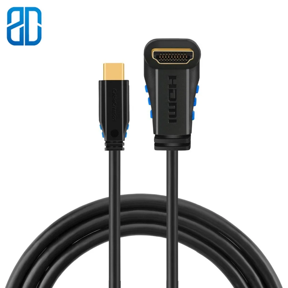 Переходник с HDMI на 4K Type C (совместимый Thunderbolt 3) под прямым углом кабель 90 градусов