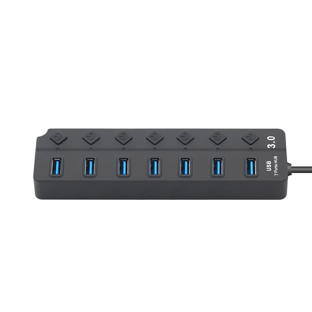 7 портов Высокоскоростной USB 3,0 концентратор разветвитель адаптер с выключателем питания для ПК ноутбука