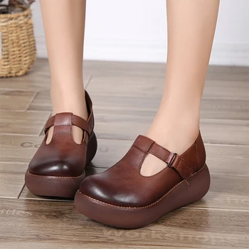 

2019 Summer New Designer Women Platform Sandals Luxury Wedges Shoes Closed Toe Thick Sole Genuine Leather Sandals Ladies Sandles