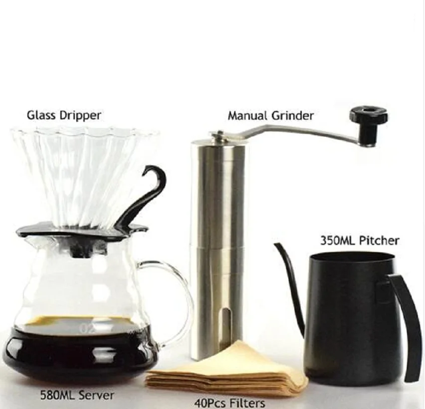 Free Shipping Coffee Drip Sets Ceramic/Glass Dripper Pitcher Kettle