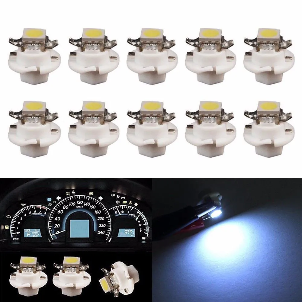 10PCS White B8.4D 5050 1 SMD Dash Auto Side Dash Gauge Instrument LED