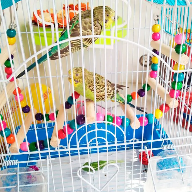 Лестница для попугая подъем жердочка для птиц держатель игрушки домашние птицы Parakeet хомяк качели красочные бусины из натурального дерева играть забавные штуковины Che