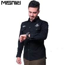 2016 europäischen und amerikanischen casual männer military hemd mehrfach uniformen abzeichen langärmeligen armee shirts M-3XL JPYG76