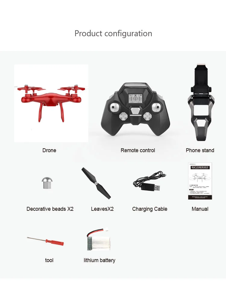 Высокое качество X10 Радиоуправляемый Дрон 2,4 ГГц Квадрокоптер камера wifi FPV Безголовый режим удержание высоты VS X5 SW-1 zk30 - Цвет: No Carmera Red