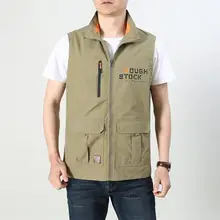 Грузовой жилет Для мужчин сезон: весна–лето для использования на природе, Повседневное Фирменная жилетка без рукавов Для мужчин фотография без рукавов куртка большого размера Размеры M-6XL