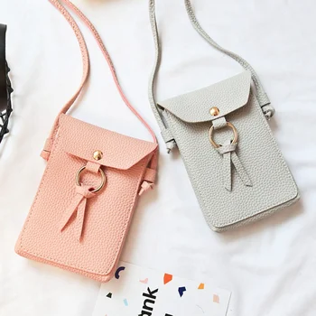 

PU Leather Messenger Bags Mini Cell Phone Pocket Cellphone Pouch Flap Students Crossbody Case Girl Small Shoulder Bags