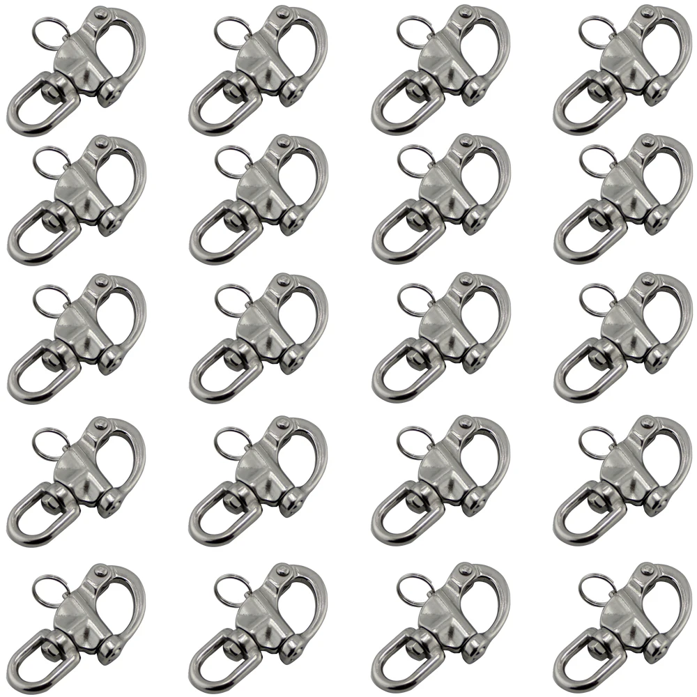 70mm Stainless Steel Eye Swivel Snap Shackle Quick Release Eyelet Snap Shackles with D Ring Marine Boat Rigging Hardware 20pcs boat 316 stainless steel 69mm hook with ring rigging sailing fixed bail snap shackle quick release outdoor accessories