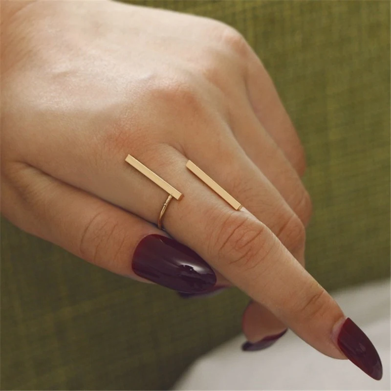 

Tocona Bohemian Trendy Gold Ring Simple Geometric Strip Round Rings Opening Knuckle Ring Statement Jewelry 6475