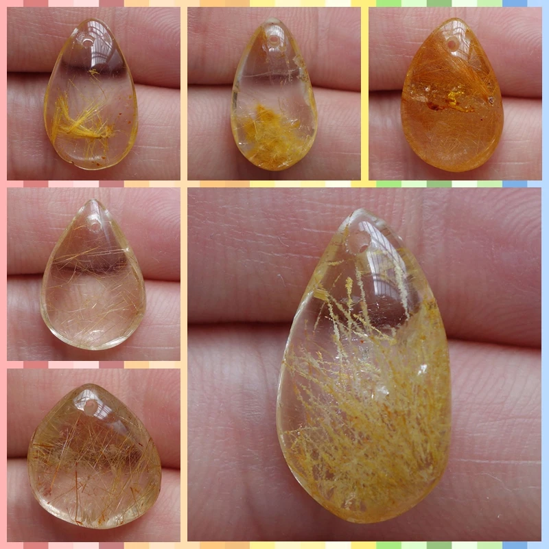 16-20mm Free shipping Rutile Quartz Crystal jewelry necklace pendants bead 10pcs/lot | Украшения и аксессуары
