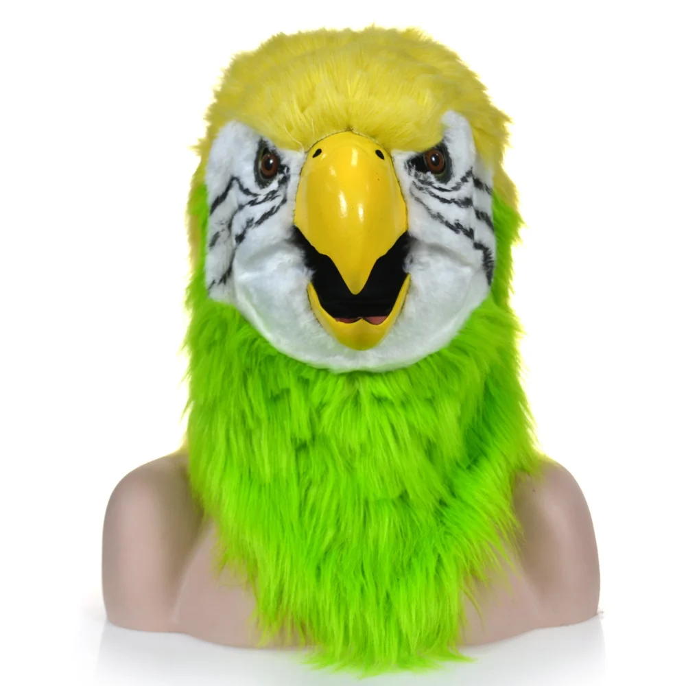 Fashion Function Mouth Moving Furry Mask Yellow Parrot Animal Head Mask