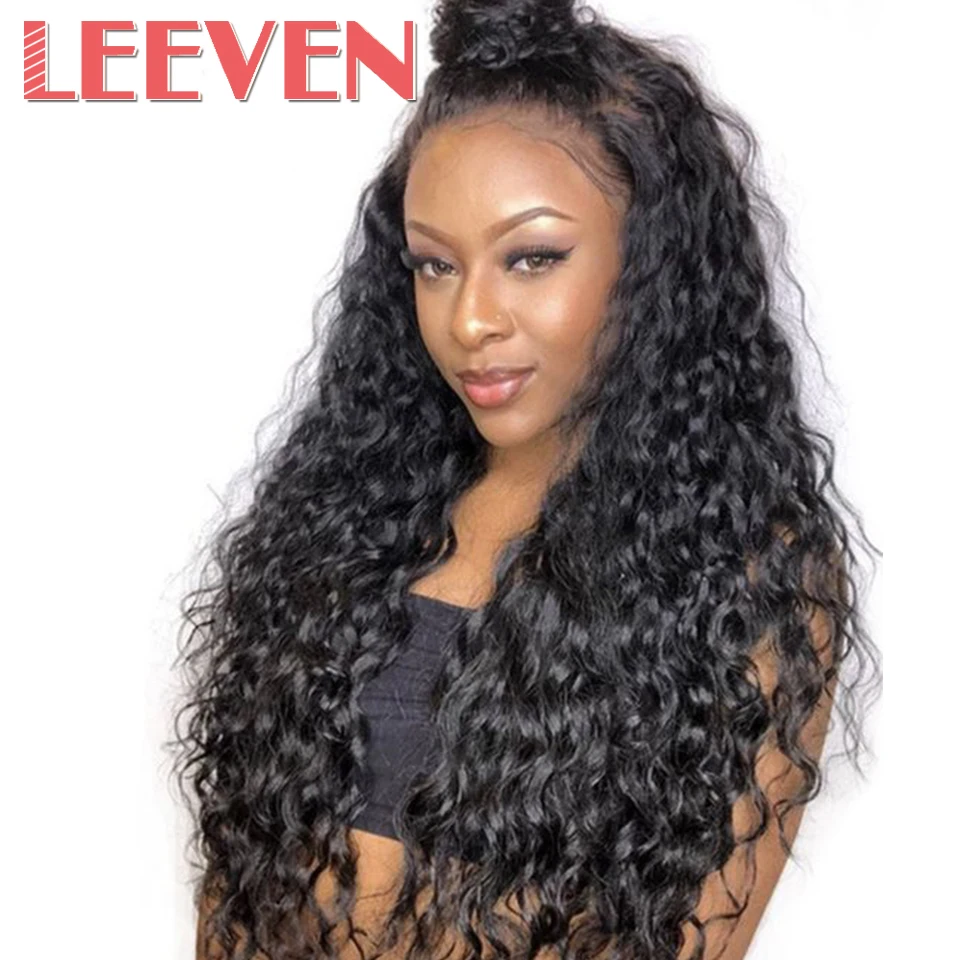 

Leeven 14'' 24''Synthetic Lace Front Wig Natural Wave Wigs With Baby Hair For Woman Black Heat Resistant Fiber Free Shipping