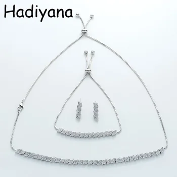 

Jewelry Sets HADIYANA Fashion Exquisite Graceful Geometric Choker New Wedding Party Cubic Zirconia TZ8056 Ensemble de bijoux