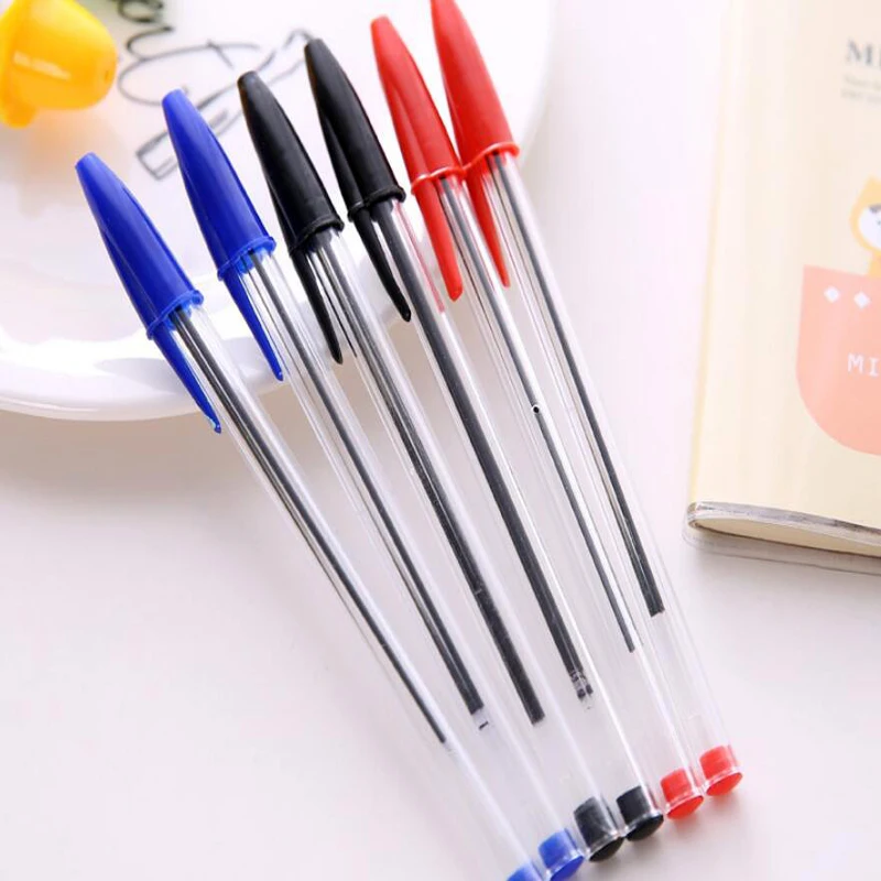

10 pcs/set Creative simple 3 color transparent insert ballpoint pen Student ballpoint pen writing stationery Office school pen